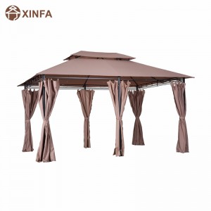 10 \\\\ \'x 13 \\\\\' kültéri puha felső pergola pavilon függönyökkel, 2-szintű acélkeret pavilon a teraszhoz, khaki